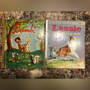 Vintage “A Little Golden Book” Lassie and Bambi Books